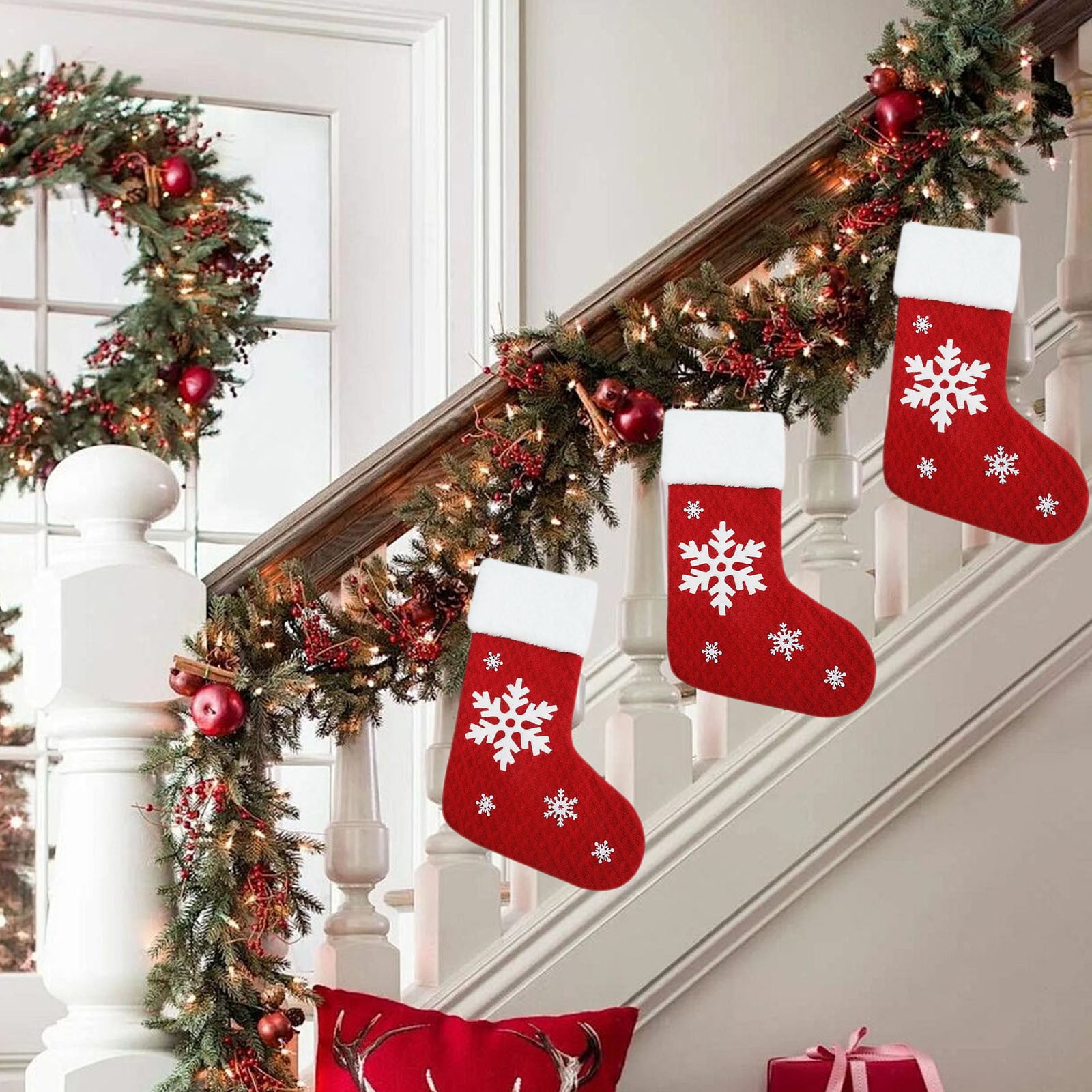 4 Chaussettes De Noël 3D Suspendues – Décoration Arbre, Cheminée, Fenêtre – Remplies De Cadeaux
