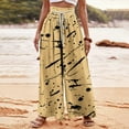 thumbnail image 2 of Annhoo Wide Leg Pants for Women Casual High Waist Trousers with Drawstring Trendy Irregular Printed Palazzo Pants, 2 of 5