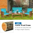 thumbnail image 5 of Topbuy 4PCS Patio Acacia Wood Sofa Set Conversation Couch Coffee Table with Cushions Blue, 5 of 9