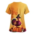 thumbnail image 3 of Xfvqtps Thanksgiving Scrub Tops for Women Soft V-Neck Scrubs Comfortable Nursing Uniforms Thanksgiving Turkey Print Short Sleeve Workwear Top Working Uniforms with Pockets Multicolor, 3 of 3