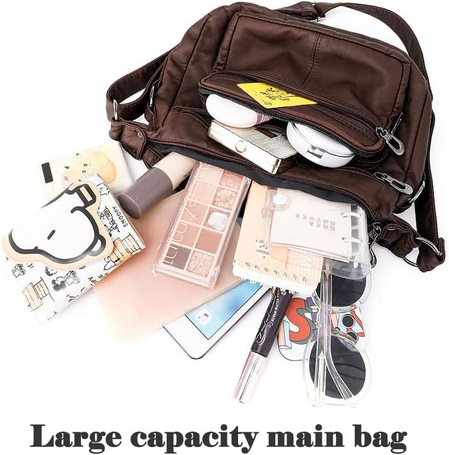 Tote Shoulder Handbags for Women, Soft Leather Crossbody Adjustable Handle Purse with Zip Closure for Shopping Travel