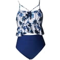 thumbnail image 3 of Shadoumai Girls Swimsuit Size 8 Cut Out Bikinis for Teens Tie-Straps Tankini 2pcs Bathing Suit Color Block Modest Swimwear with Cover Up, 3 of 4