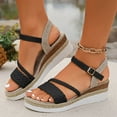 thumbnail image 2 of Dakaela Espadrille Wedge Sandals for Women 2025 Braided Ankle Strap Open Toe Platform Shoes Black 6, 2 of 8