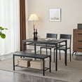 thumbnail image 1 of Ktaxon 4 Pcs Dining Table Set, Dinner Table Set for 4 with 2 Chairs with Backrest and Bench with Storage Rack,Nesting Furniture Set for Dining Room and Restaurant, Black, 1 of 7