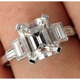 thumbnail image 3 of HeartsAndYou 5ct Emerald Cut Moissanite T Baguette Accents Engagement Ring for Women 18k White Gold over Silver, 3 of 9