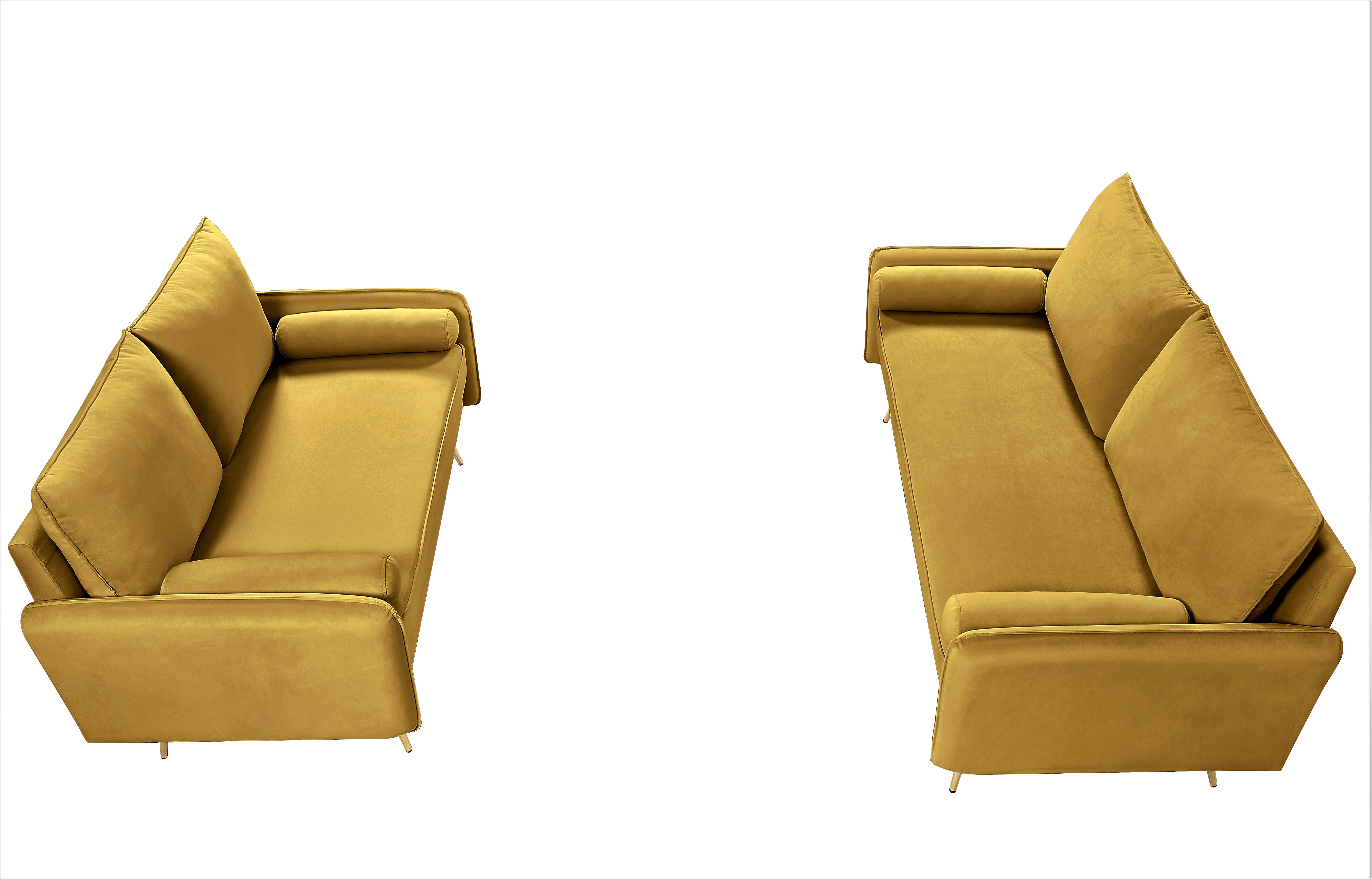 Uspridefurniture Villeda Velvet 2 PCS Living Room Set, Sofa & Loveseat,Greenish Yellow