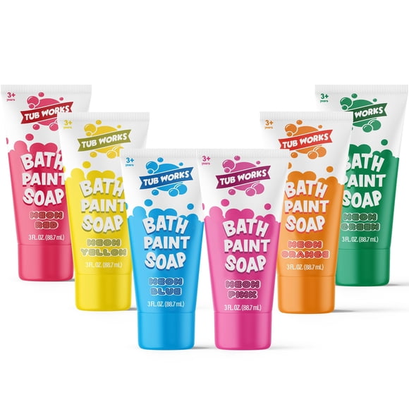 Pintura de baño, jabón, juguete de baño Tub Works Neon, paquete de 6, no tóxico