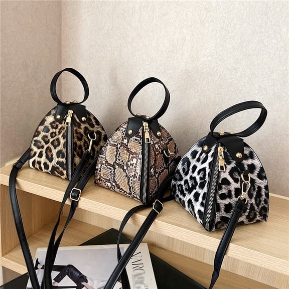 JoveMarine Women's Retro Leopard Print Large Capacity Leather Shoulder Bag Fashion Tote and Messenger Bag Versatile Crossbody and Handheld Bag for Work and Travel A