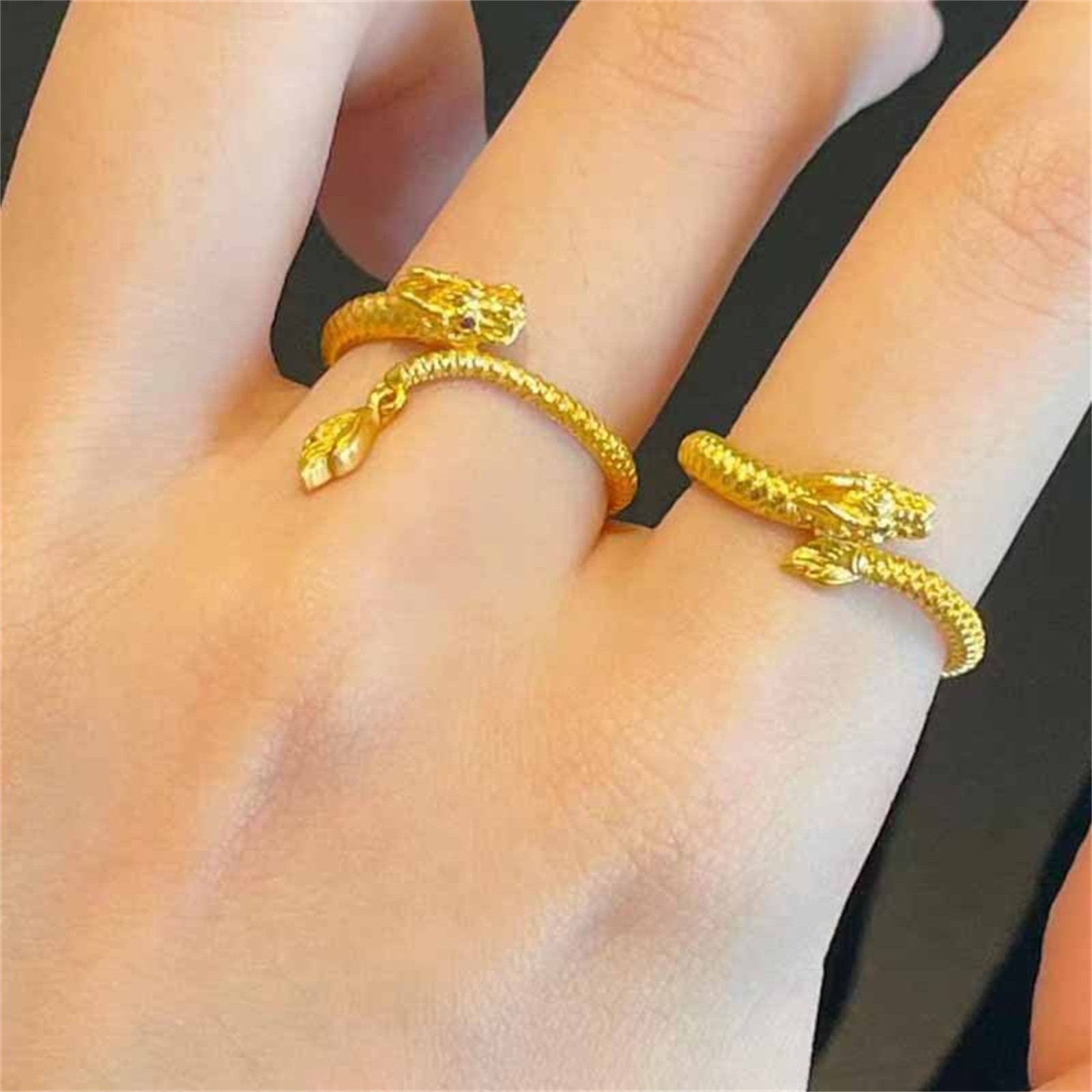 Real Gold Electroplated Set Divine Open Ring Divine Swinging Tail Ring ...