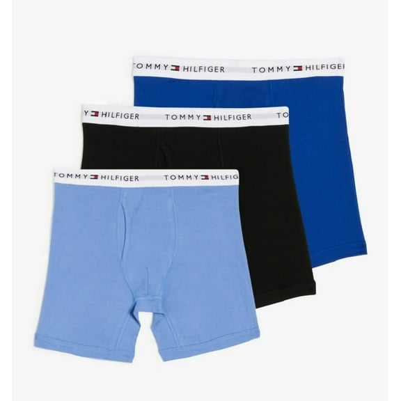 Tommy Hilfiger Mens 3 Pack Cotton Classics Boxer Brief, Adult, Ink Blue, Medium