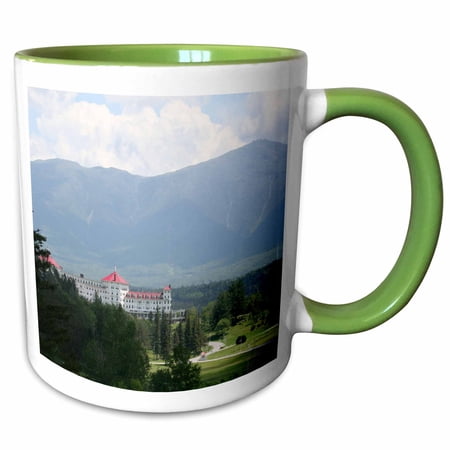 3drose, Mount Washington Hotel White Mountains New Hampshire Landmark, 11oz Two-tone Green Mug