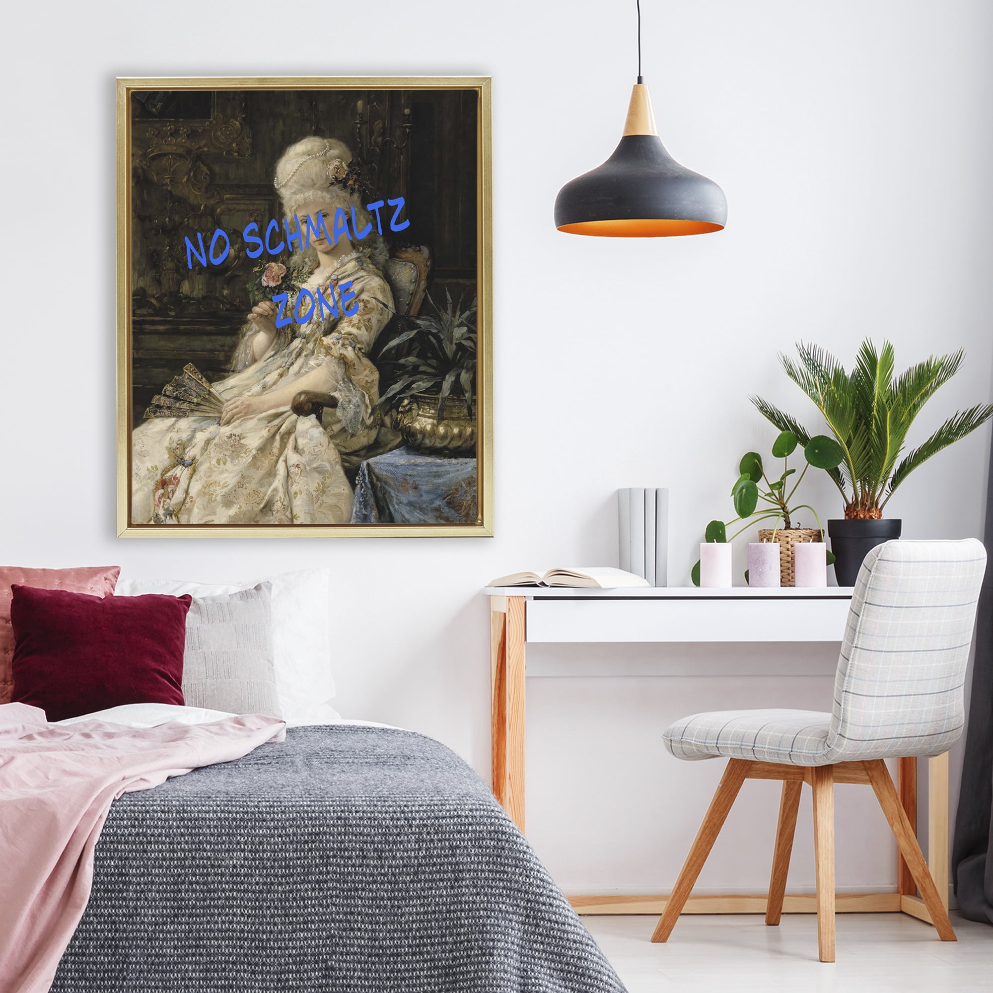 Stupell Industries Iconic No Schmaltz Zone Gold Framed Floater Canvas Wall Art, design by Grotto Studios