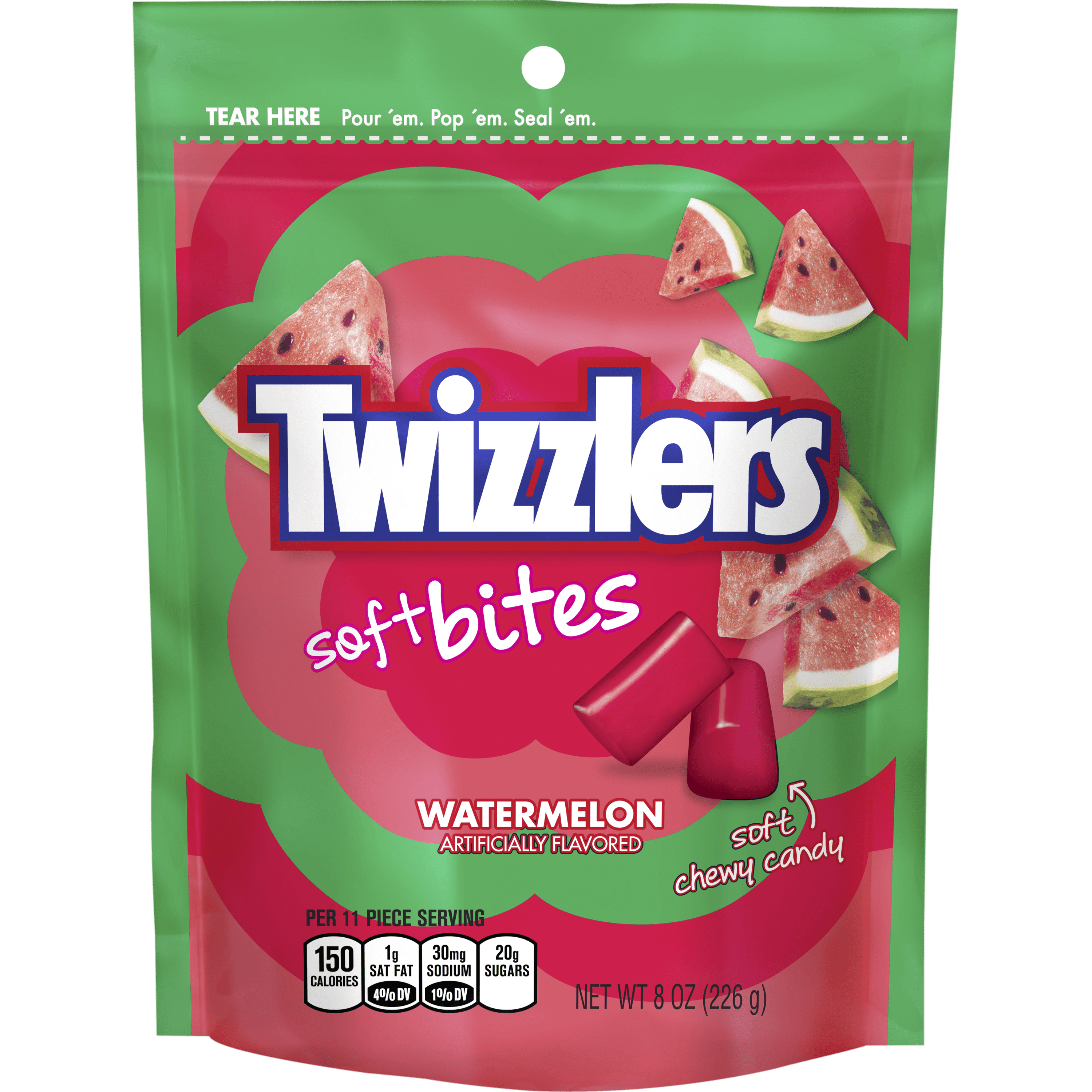 Twizzlers, Soft Bites Watermelon Chewy Candy, 8 Oz.