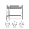 Your Zone Kiarah Twin Loft Bed with Ladder, Gray