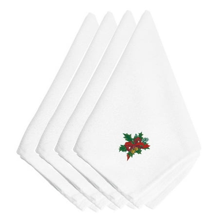 

Carolines Treasures EMBT2414NPKE Christmas Holly Bells Embroidered Napkins Set of 4 20 x 20 multicolor