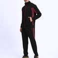thumbnail image 5 of Kakii Men's Solid Color Coordinated Set, Long Sleeve Jacket and Elastic Waist Pants with Pockets, Comfort Lounge Wear, 5 of 7