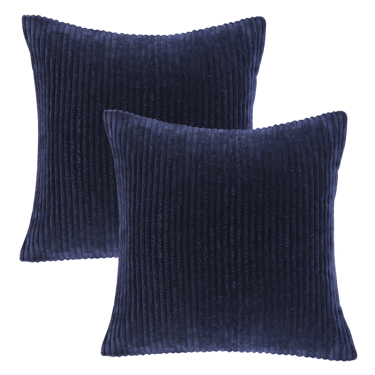 Phantoscope Pillow Covers Set of 2, 18x18 inch, Corduroy Velvet, Navy, Decorative Couch Cushion Covers