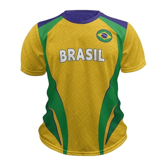 CONZONE Mens Brazil Soccer T-Shirts Short Sleeve International Football T Shirts for Men Crew Neck Graphic Casual Summer Tee Tops