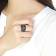 thumbnail image 4 of IP Black(Ion Plating) Stainless Steel Ring with Top Grade Crystal in Sea Blue for Women Sea Blue Stone Color Style TK3564 Size 7, 4 of 4