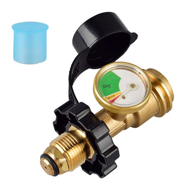 Adaptador Universal de Tanque de Propano con Indicador Convierte QCC1/Tipo 1 Indicador de de Indicador de Tanque de Propano para RV Campe, Cilindro