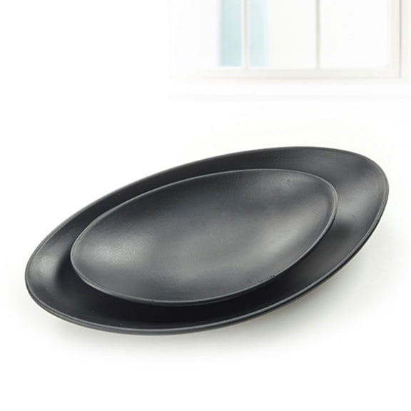 PTOOTP 2-Piece Black Serving Platter Set, Frosted Japanese Style Sushi and Dessert Tray for Elegant Presentation