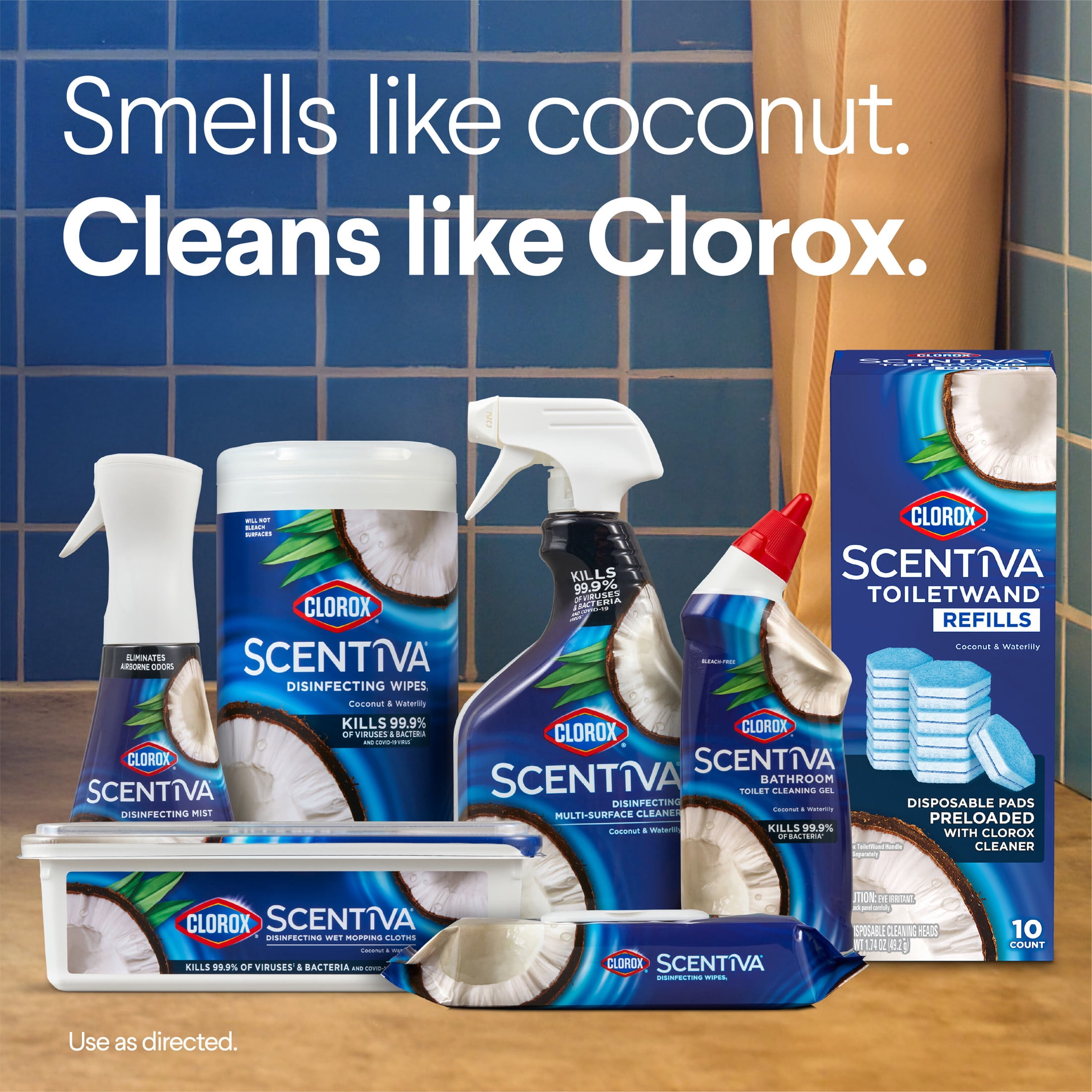 (6 pack) Clorox Scentiva ToiletWand Refills, Coconut and Waterlily, 10 Count