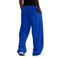 thumbnail image 4 of Havenx Baggy Sweatpants for Men Straight Wide Leg Drawstring Sweat Pants with Pockets Elastic Waist Open Bottom Sweatpants Loose Fit Soft Fall Winter Comfy Workout Trousers,Royal Blue L, 4 of 7