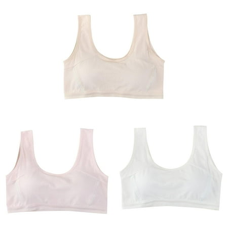 LUOGENLI 3 Pack Girl Bralette Lace Kids Girls Underwear Foam Bra Vest Children Underclothes Sport Undies Clothes Girl Bras No Padding Girl Bras Comfortable Push Up L