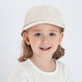 thumbnail image 4 of Gorra de béisbol de poliéster con perfil para niños, gorra informal para exteriores con lengua de pato, sombrero para el sol con ala curvada de color sólido, color beige, 4 of 6