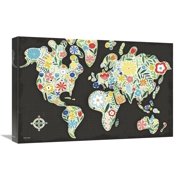 Global Gallerys Floral World Black By Michael Mullan Stretched Canvas Wall Art