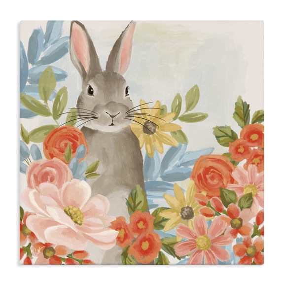 Stupell Industries Cottage Bunny Among The Blooms Canvas Art, 17 x 17, by Cat Thurman Designs