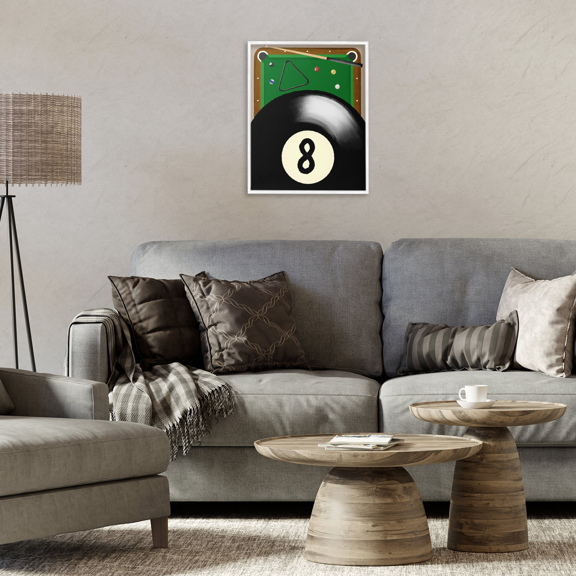 Stupell Industries Billiard Table & Balls White Framed Giclee Art, design by Jennifer Stith