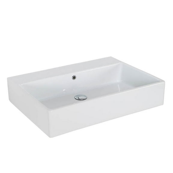 Simple 70.50A.00 Wall Mount/Vessel Bathroom Sink in Ceramic White without Faucet Hole