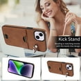 thumbnail image 2 of Case for iPhone 13 Wallet with Credit Card Holder & Finger Ring Kickstand, Premium PU Leather Slim Cover Shockproof Scratch Resistant Full Protection Phone Case for iPhone 13, Brown, 2 of 10