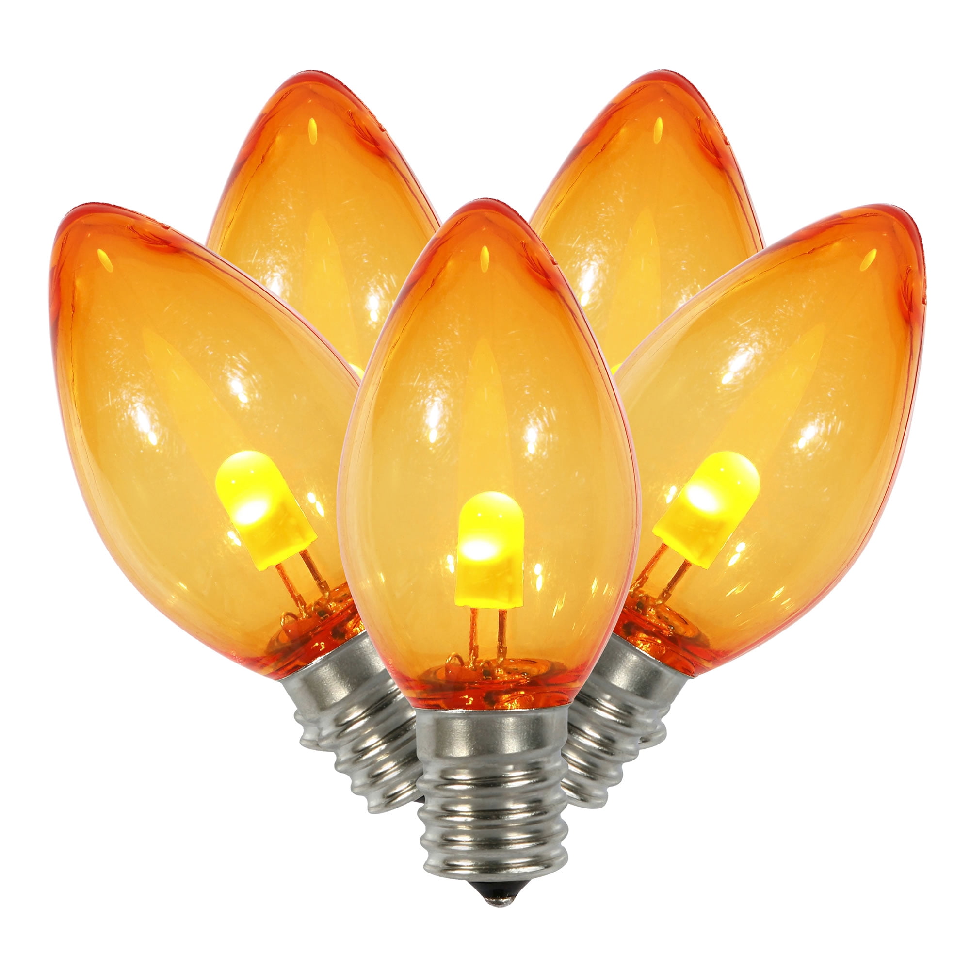 Vickerman C7 Transparent Plastic LED Orange Dimmable Bulb, E12 Nickel Base, 25 per bag
