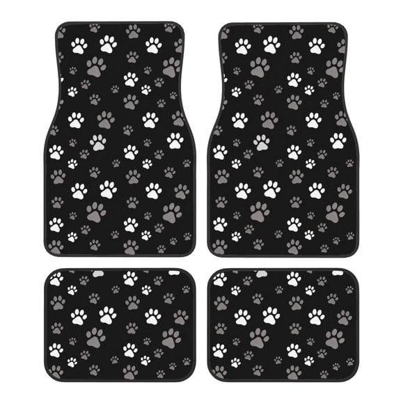 KAKALAD Dog Paw Print 01 Car Floor Mats 4PC Set Carpet Protection, Universal Fit for Car SUV VA & Truck, Vehicle Front & Rear