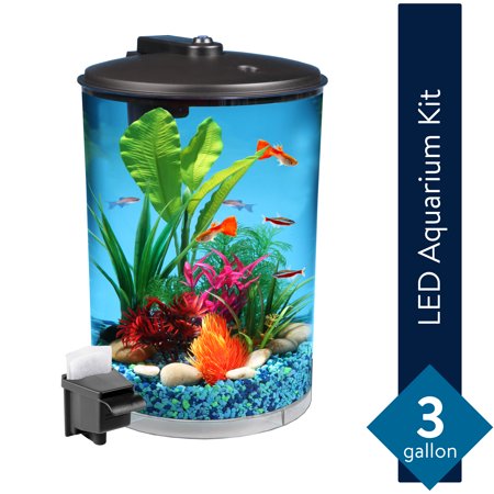 Hawkeye 3-Gallon 360 View Aquarium Kit with LED Lighting and Filtration