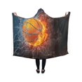 thumbnail image 3 of ASHLEIGH Hooded Blanket Basketball On Fire Wearable Blanket Comfotable Hooded Throw Wrap Robe 40x50 Inch, 3 of 3