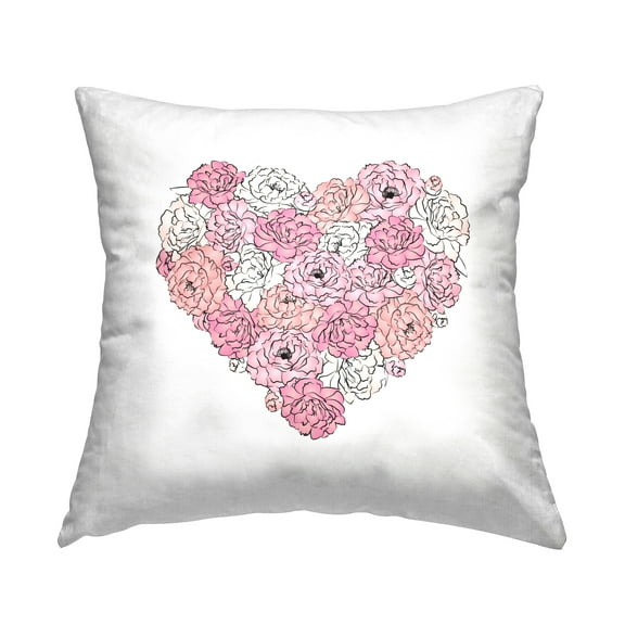 Stupell Industries Pink Heart Shaped Roses Decorative Printed Throw Pillow Design by Martina Pavlova