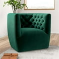 thumbnail image 3 of Pemberly Row Mid-Century Tufted Back Velvet Swivel Chair in Green, 3 of 6