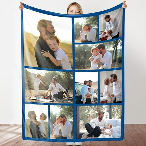 AISENIN Custom Blanket with Photo Text Collage Personalized 10 Photo Throw Blanket Gifts for Mom Dad Family Sisters Friends Kids Wife