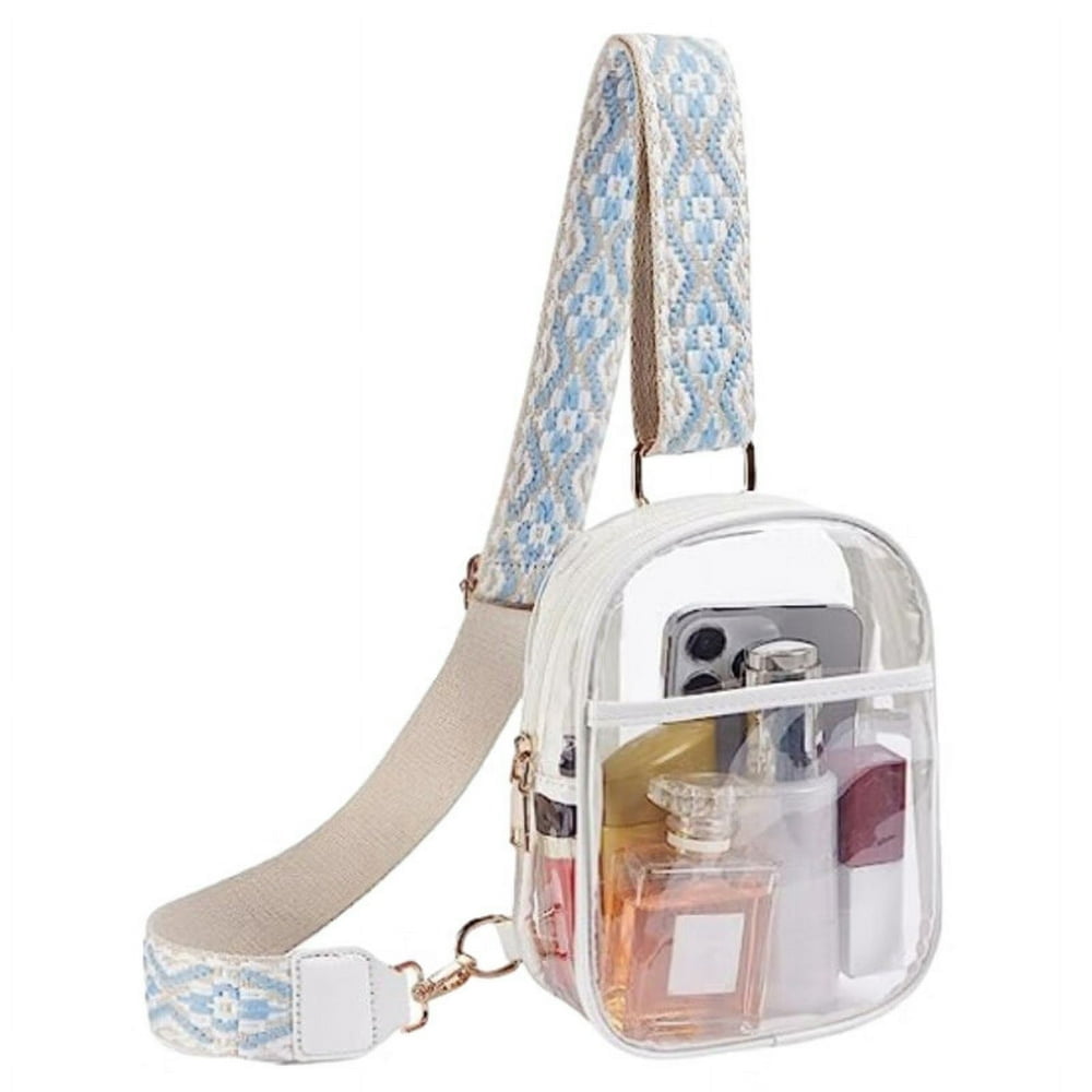 Clear Crossbody Purse Bag with Adjustable Shoulder Strap Zipper Closure Waterproof Phone Glasses Bag for Women