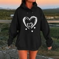 thumbnail image 2 of Olyvenn Women's Graphic Hoodies Heart Print Drawstring Long Sleeve Pocket Sweatshirt Fall Fashion Pullover Tops Black XXL, 2 of 4