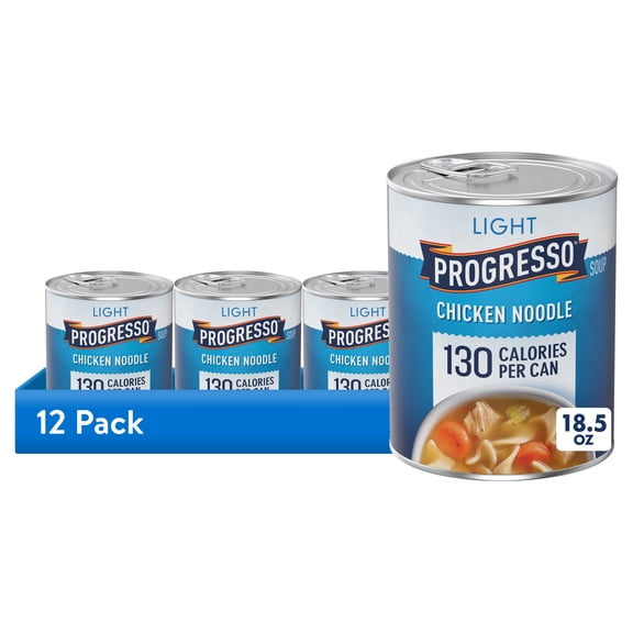 (12 pack) Progresso Light Chicken Noodle Soup, Ready to Serve Canned Soup, 18.5 oz