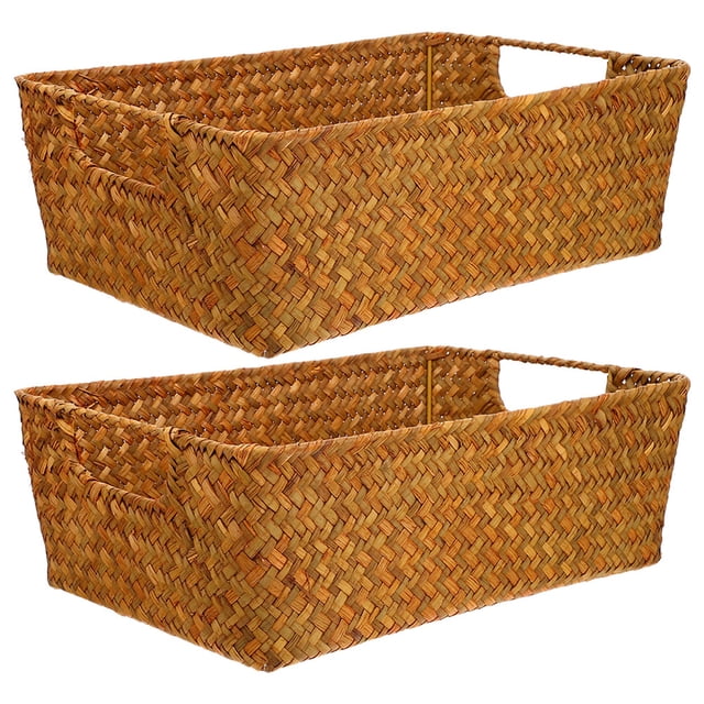 GOOHOCHY 2 cestas de mimbre para organizar refrigerios, cestas de almacenamiento tejidas a mano, cestas para pan