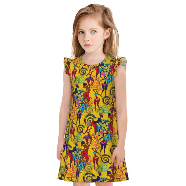Balery Dancing African Womens Camisón de princesa para niñas, pijama de algodón con mangas abullonadas, suave y bonito.-Large