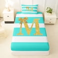 thumbnail image 3 of Erosebridal Bowknot Initial M Twin Sheet Sets for Girls, Abstract Ombre Bedding, 3pcs, 3 of 5