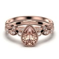thumbnail image 1 of Dazzling Boho & hippiepie 1.75 Carat Pear Cut Morganite And Diamond Moissanite Engagement Ring, Classic Wedding Ring, One Matching Band in 10k Solid Rose Gold, Birthday Gift, Promise Ring, 1 of 3