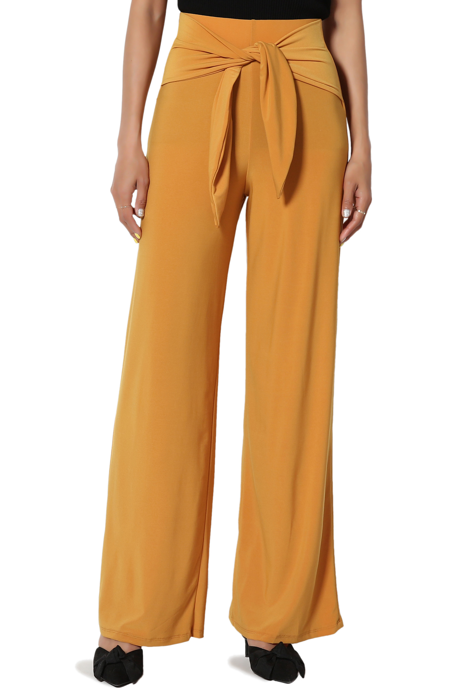 TheMogan - TheMogan Women's Tied Wrap Front Elastic High Waist Flowy