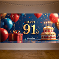 thumbnail image 7 of LUUFILx Happy 91st Birthday Banner Celebration Backdrop Cake Table Decoration Photography Props Backdrop Party Supplies Balloons Background Event, 7 of 7